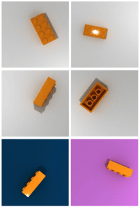 Images synthétiques de la brique de Lego n°3001