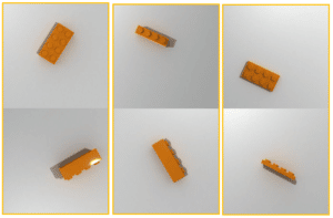 Briques oranges ayant des rapports de formes différents.